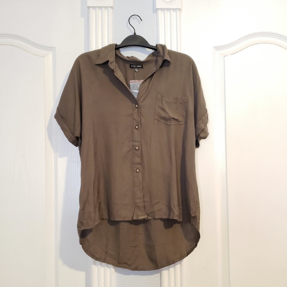 2/$25 Olive Green Button Up SummerTop